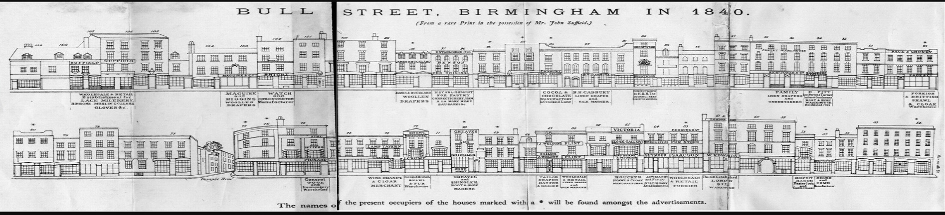 Image: Panorama of Bull Street, Birmingham 1840