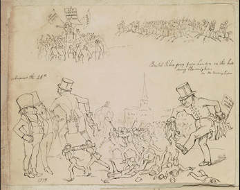 Oldest know sketch of the Bull Ring Riots of 1839