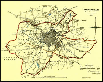 Image: Boundary of proposed borough of Birmingham 1831