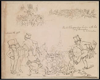 Sketch of the Bull Ring Riots 1939 by Richard Doyle